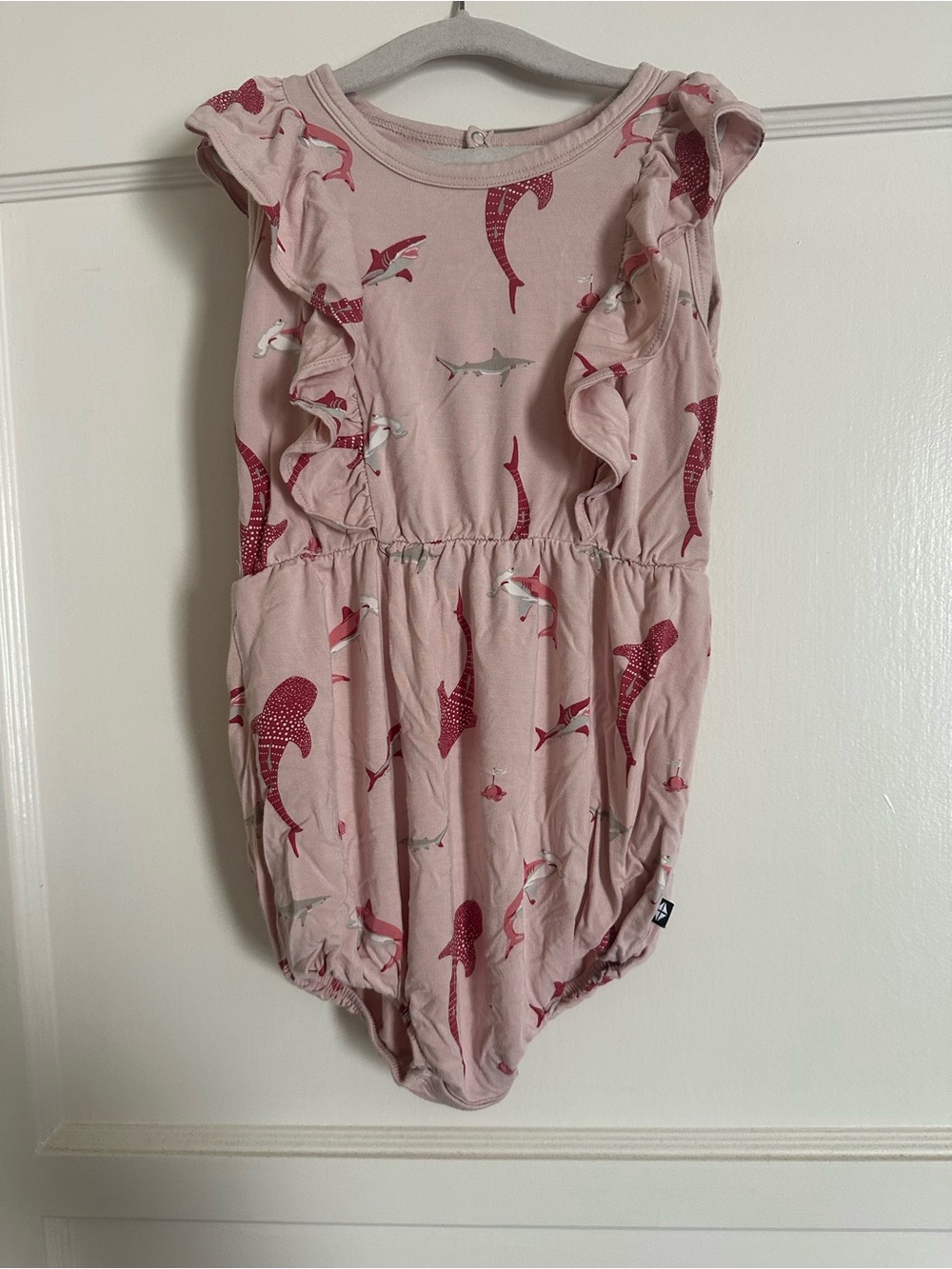 Kyte BABY Pink Shark Ruffle Romper